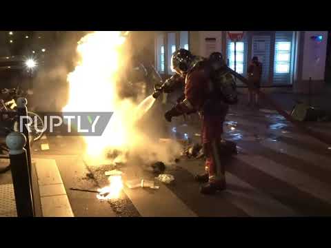 France: Tear gas flies as Paris police mobilised after PSG's loss in UCL final