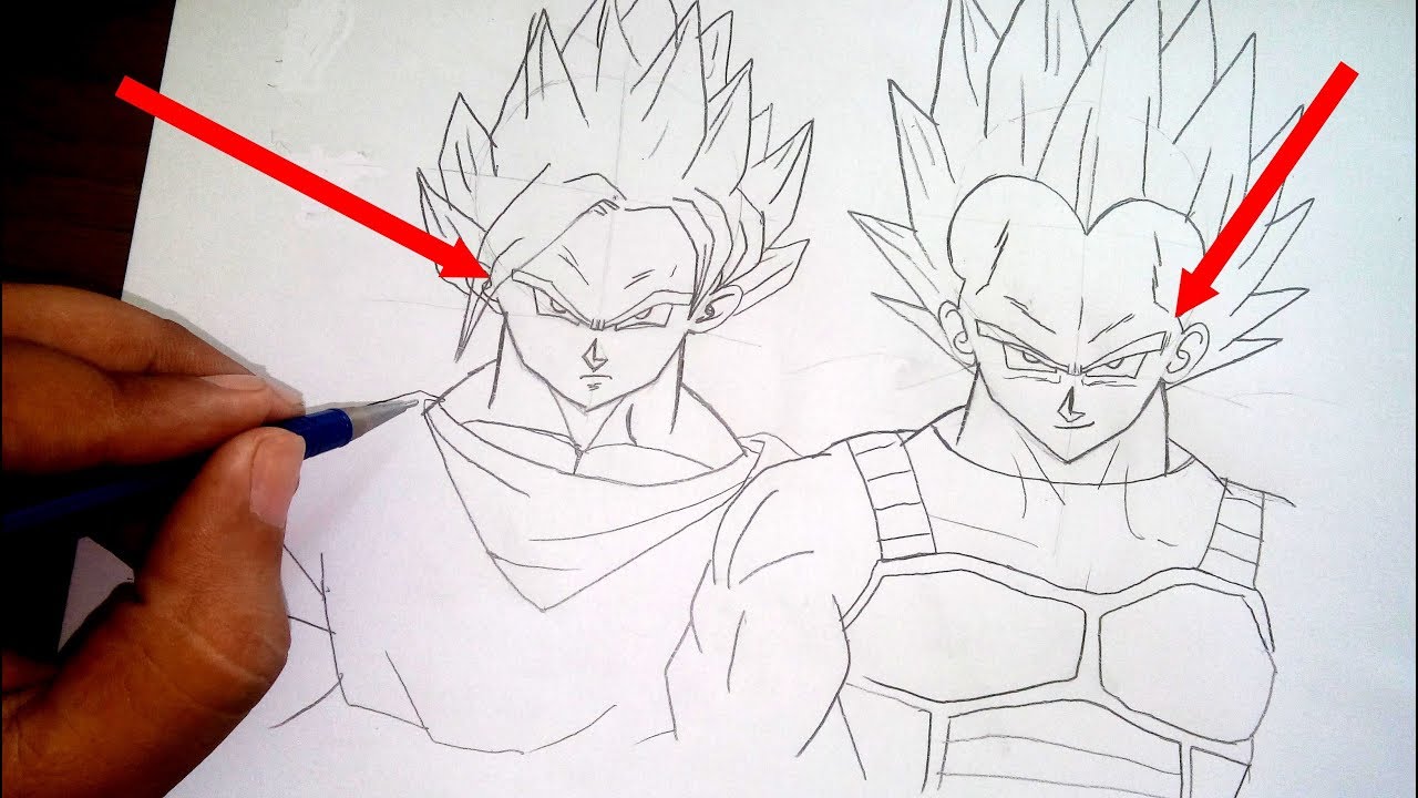 Veja como é facil desenhar o Goku aprenda a desenhar os super sayajins,  aprenda como desenhar o goku black e vegeta de forma rapida e facil passo a  passo, ângulo, branco png