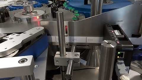 Printing on label with labeling machine.