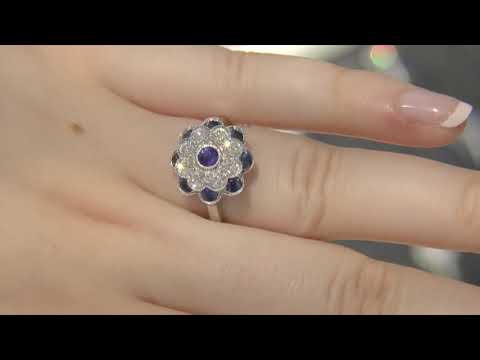 2.00 Carat Sapphire & Diamond Double Halo Ring GR052