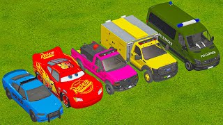 POLICE CAR, AMBULANCE, FIRE TRUCK, COLORFUL CARS FOR TRANSPORTING! -FARMING SIMULATOR 22