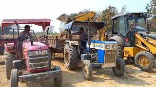 JCB Loading Mud In Tractors | Mahindra Yuvo 415DI | Swaraj 735FE | Sonalika Di | Jcb Tractor Cartoon