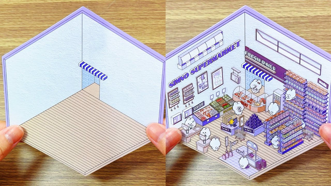 (ASMR) DIY Miniature Supermarket Scene Stickers | Satisfying ASMR ...