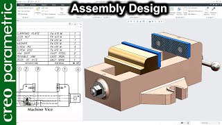 Machine vice in Creo Parametric (All parts included)