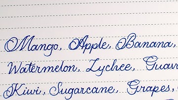 Neat and clean cursive handwriting | fruits name in english cursive writing |