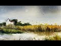 Atmospheric step by step experimental landscape watercolour tutorial