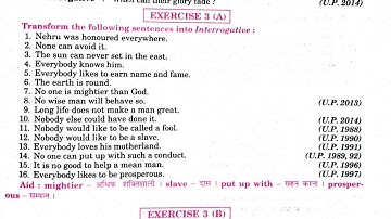 Transformation Exercise 3A | assertive to interrogative | transformation of sentence