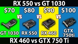 GT 1030 vs 550 vs GTX 750 Ti vs RX 460 | G4560 | Gaming Benchmarks - YouTube