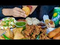 ASMR:STREET FOOD EATING MOMOS,DAHI PAPDI CHAT,SAMOSA,CHILLI BAJJIYA,KATHI ROLL *SPICE ASMR*