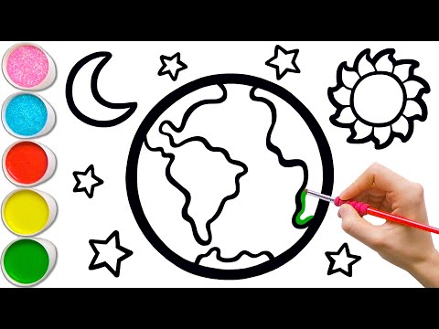 Drawing, Painting and Coloring Earth for Kids & Toddlers | Basic Picture Tips #209