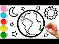 Drawing, Painting and Coloring Earth for Kids &amp; Toddlers | Basic Picture Tips #209