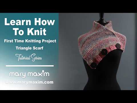 Learn How To Knit First Knitted Triangle Scarf Beginner Knitting Tutorial