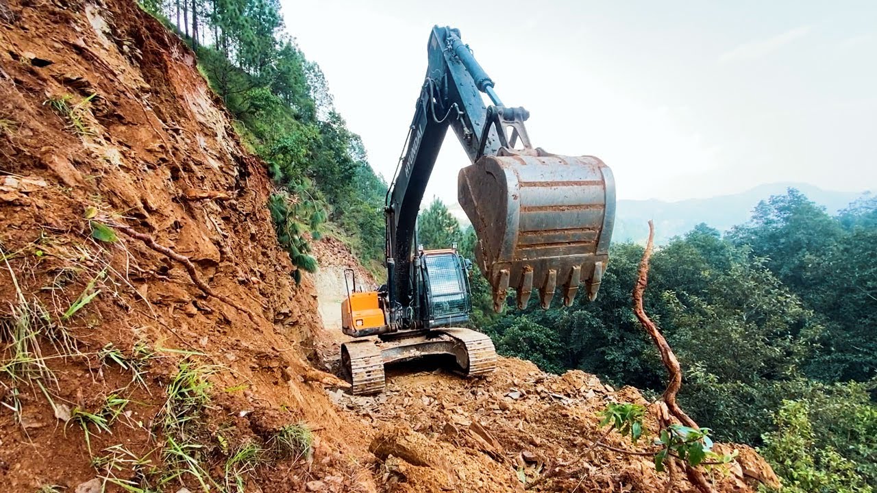 Skillful Excavator Operators Building Roads On Steep Mountain | Excavator Planet
