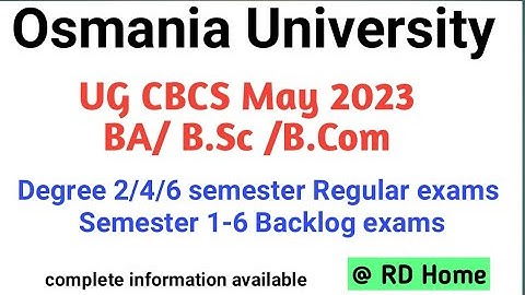 OU Degree Semester Exams BA BCom BSc 2/4/6 Semester Regular Exams All semesters Backlog Exam fee