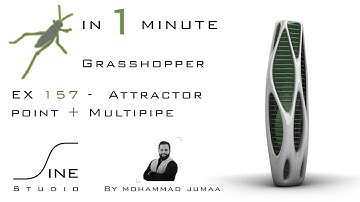 Grasshopper in 1 minute - EX 157 - Attractor point + Multipipe