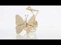 Stunning Real Gold Diamond Butterfly with moveable wings ring mov