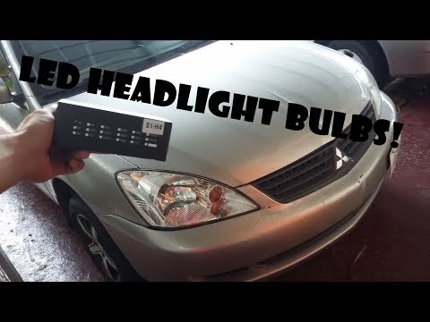 H4 LED headlight bulbs install in a Mitsubishi Lancer 04-07