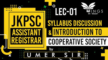 Lec 01- Introduction to Co-operatives by Umer Sir||JKPSC ASSISTANT REGISTRAR