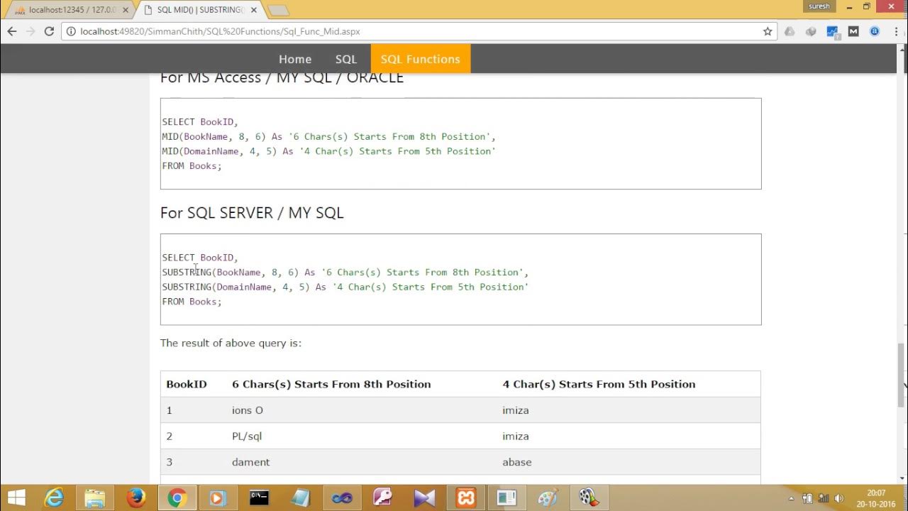 SQL MID() | SUBSTRING() OR SUBSTRING() Function - YouTube