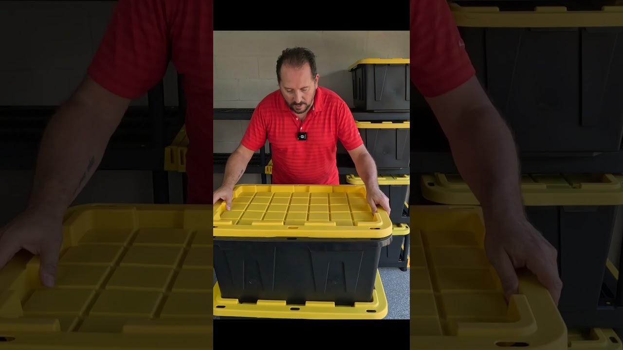 Tough Box 40 Gallon Black Storage Tote with Yellow Lid