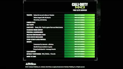 INFO ON FREE MW3 COD ELITE SERVICES (Theatre Mode)