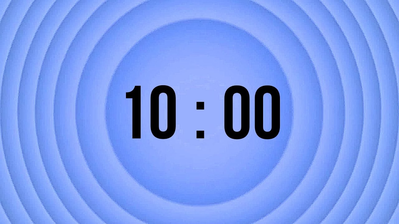 10 Minutes Countdown Timer | 🌙Alpha Waves Meditation🌿 | Blue Concentric Circles Background🔵