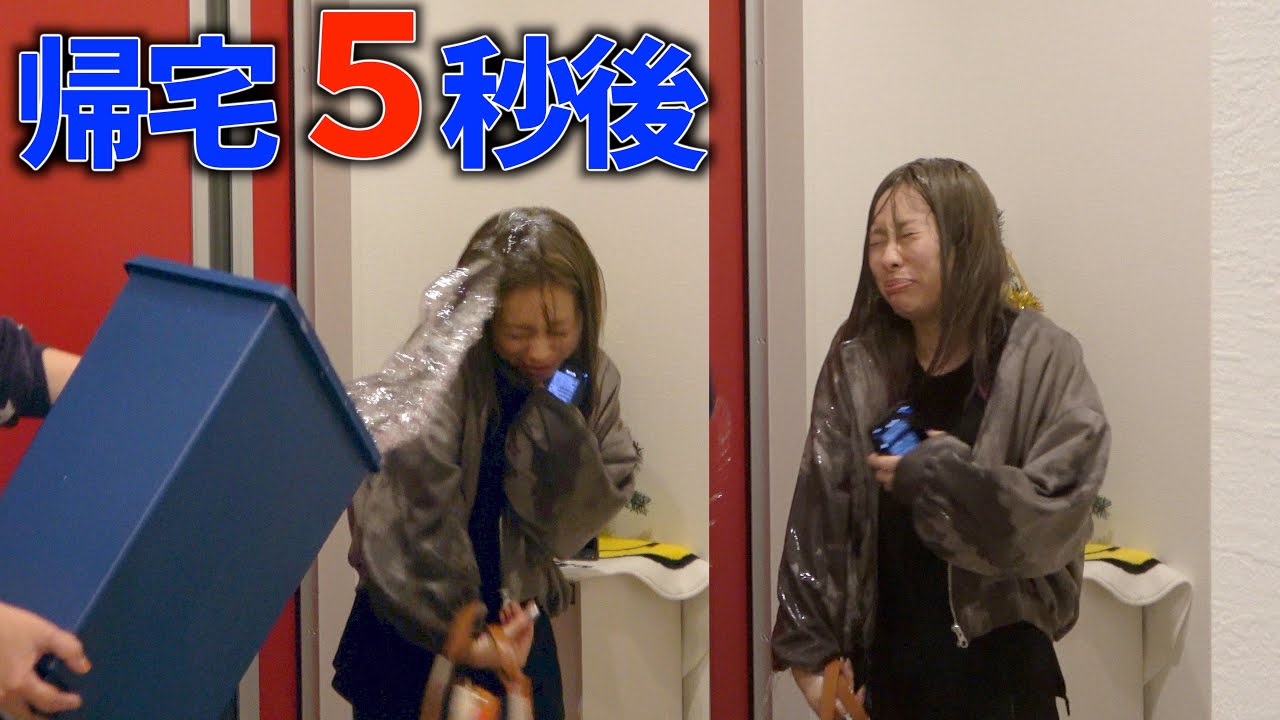 帰宅５秒後に頭から水かけたらブチ切れ Youtube