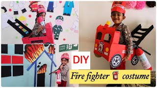🚒Community Helpers Costume DIY|| Firefighter Costume -Kids || Easy Hand Made Costume || Fancy Dress