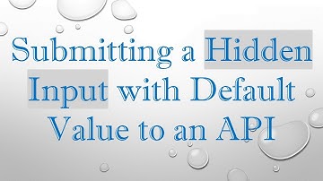 Submitting a Hidden Input with Default Value to an API
