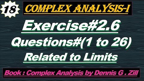Lec#18||Exercise#2.6 questions related to limit||Complex Analysis by Dennis G zill