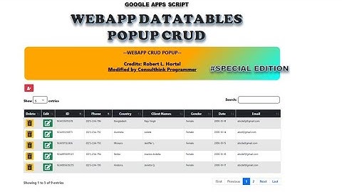 Google Apps Script - webApp CRUD with Popup Modals in DataTables (Special Member)