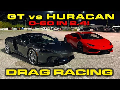 EXCLUSIVE * FIRST McLaren GT 1/4 Mile Run vs Lamborghini Huracan LP610-4 Drag Racing