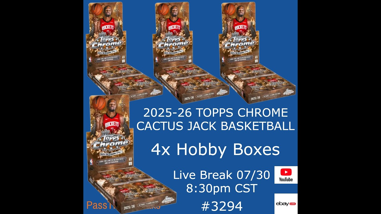 07/30 - 2025-26 TOPPS CHROME CACTUS JACK BASKETBALL - 4x Hobby Box