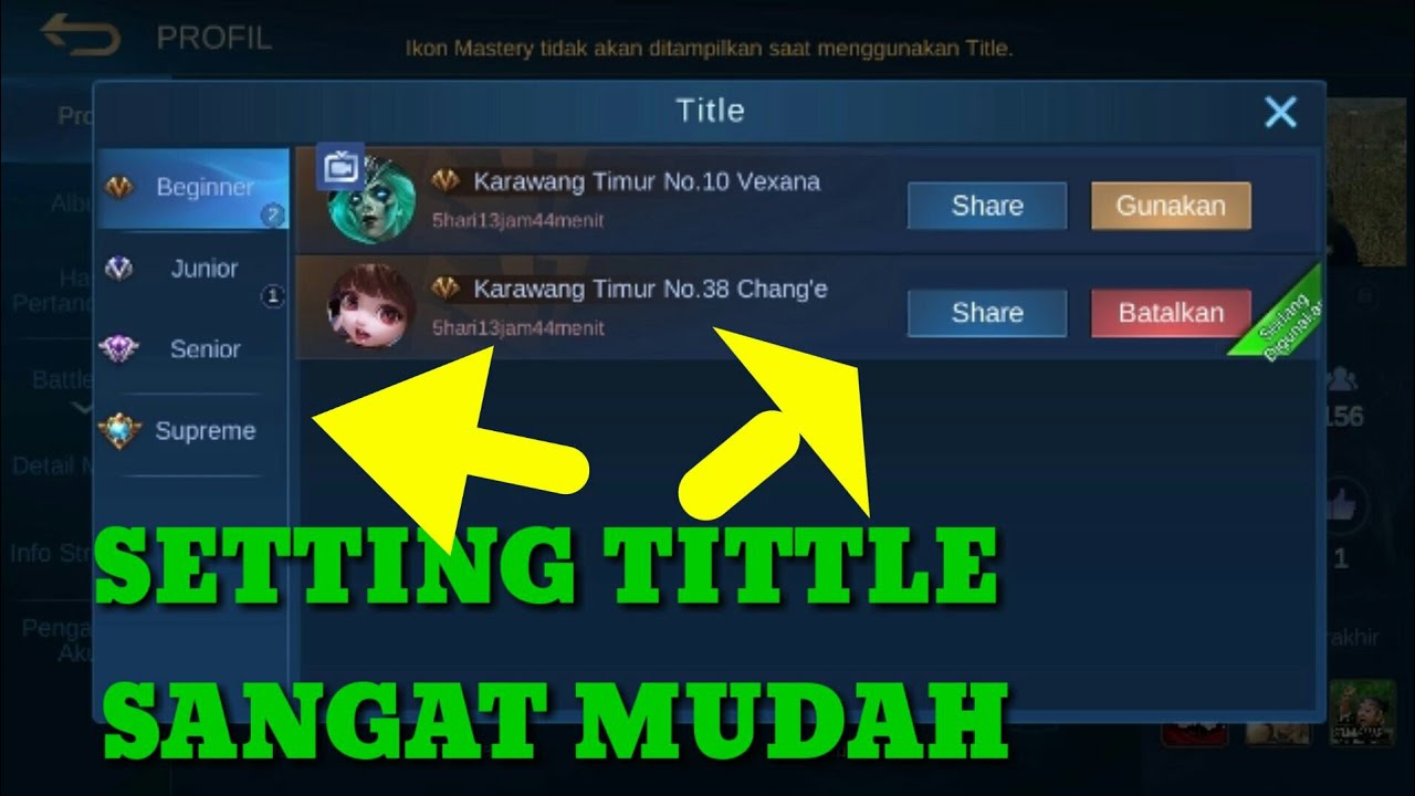 Cara Mengaktifkan Title Di Games Mobile Legends Season Terbaru Youtube
