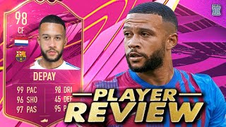 BARCELONA DEPAY? 98 FUTTIES DEPAY PLAYER REVIEW SBC PLAYER FIFA 21 ULTIMATE TEAM