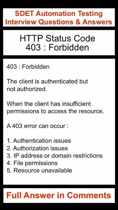 API Testing : HTTP Status Code : 403 : Forbidden SDET Automation Testing Interview