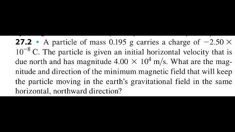 A particle of mass 0.195 g carries a charge of -2.50 10 C. The particle is given an initial horizont
