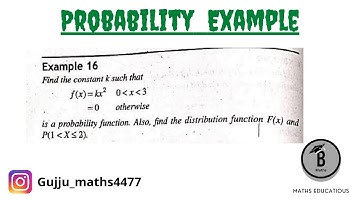 find the constant k such that f(x)=kx^2 is the probability function.Also, find the distribution fu..