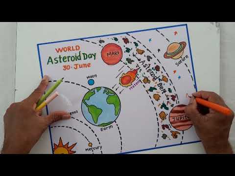 World Asteroid Day Drawing//World Asteroid Day Poster//How to Draw Solar System //Asteroid Day chart
