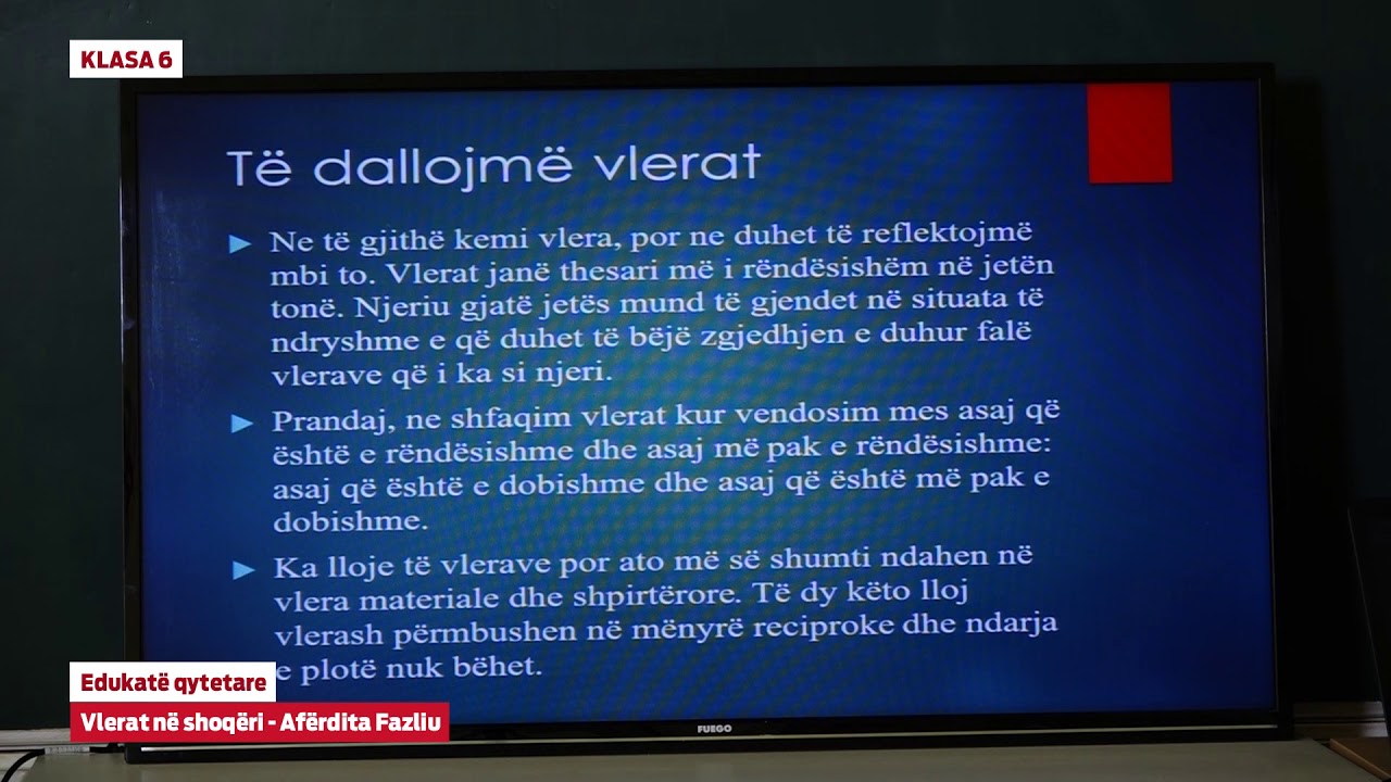 e Mesimi - Klasa 6 - 6340 Edukatë Qytetare - Vlerat në shoqëri