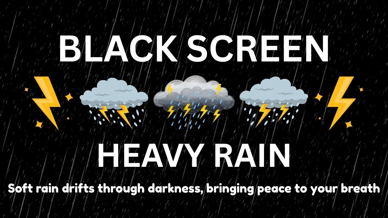 Heavy Rain & Distant Thunder Rumbles | BLACK SCREEN | Quiet Sleep Tonight