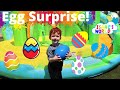 BOUNCY HOUSE EGG SURPRISE! | HUGE JUMPER and Waterslide!! TOY SURPRISE in Isaac&#39;s World!