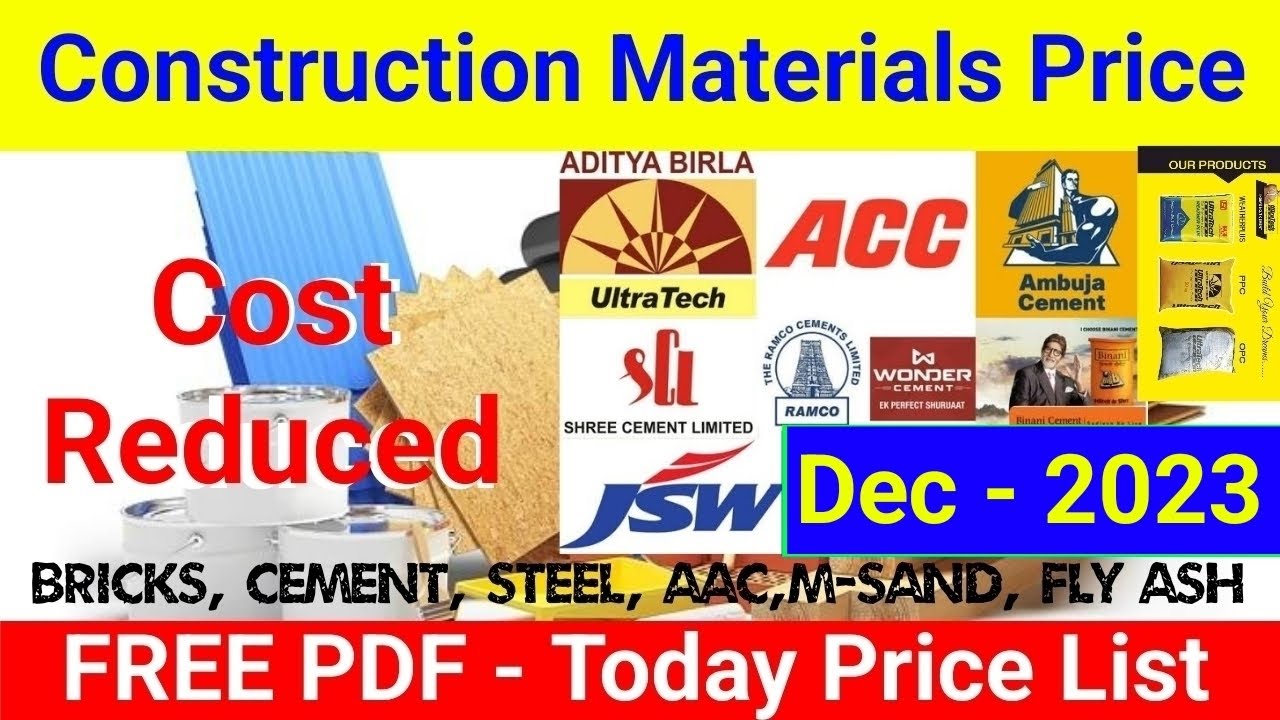 Construction materials price today today material price cement,tmt