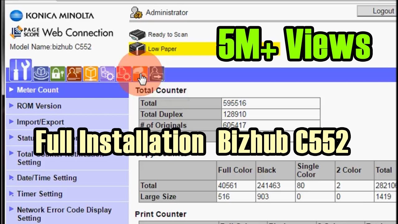How To Setup Printer And Scanner Konica Minolta Bizhub C552 Youtube