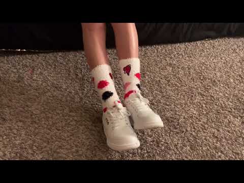 Cute Sweaty feet in fuzzy socks