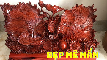 Đẹp mê mẩn! Tượng cá xiêm gỗ hương Gia Lai liền khối