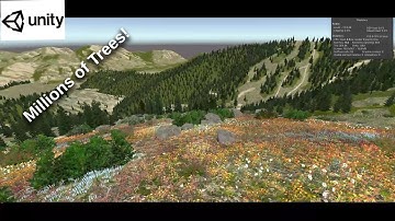 Millions of Trees, Rocks, Bushes and Wild Flowers rendered at over 200 FPS on Unity Game Engine!