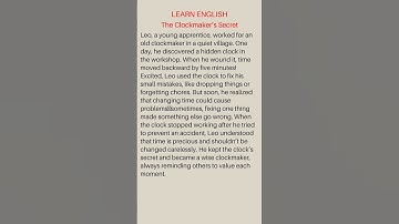 The clockmaker secret - learn English through story #readingeanglish #english