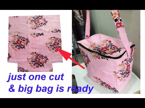 NEW TRICK - must watch - big shopping bag with zipper / lunch bag /picnic bag /travel bag /cloth