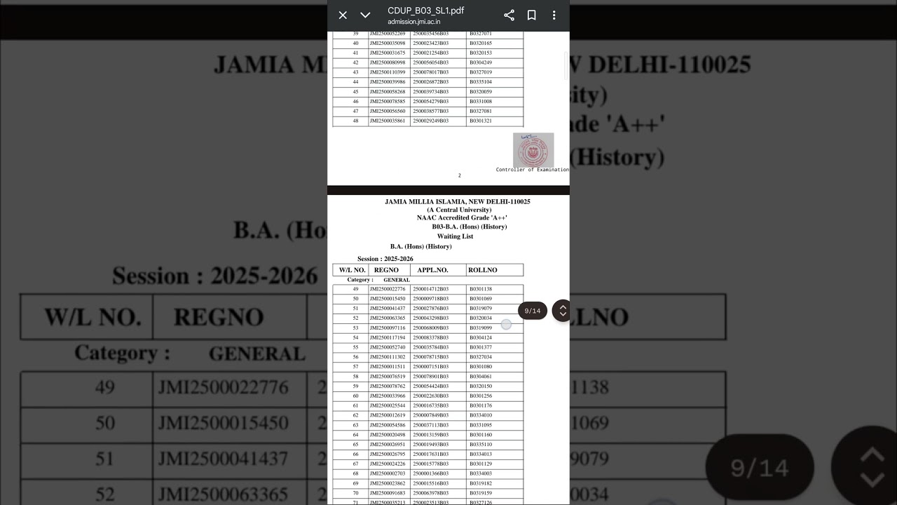 Jamia Millia Islamia 2025 - BA (Hons) History 1st Merit List || jmi admission 2025 👩‍💻